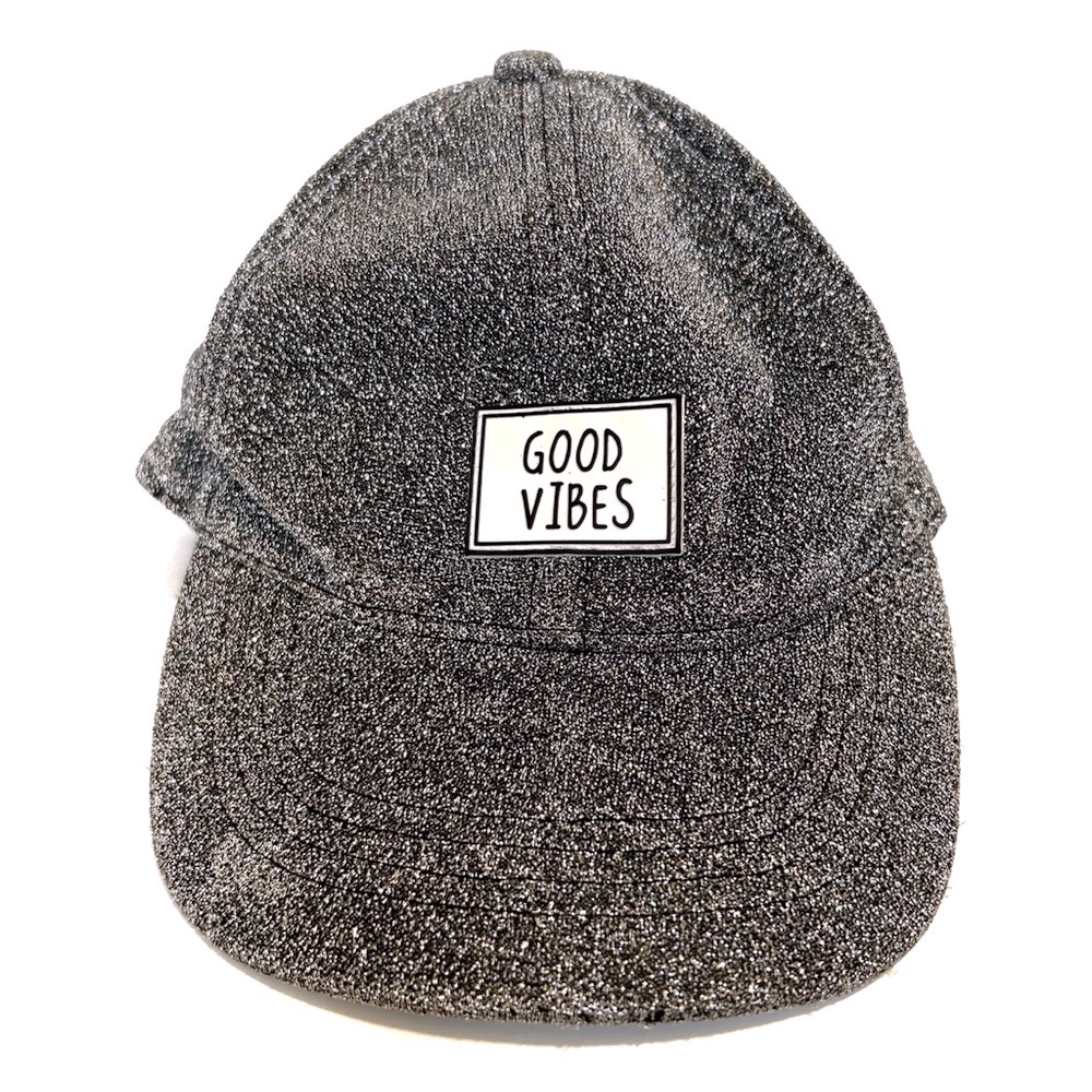 Primark Sparkly Silver Youth Baseball Cap Hat Adjustable Girls Kids Good Vibes